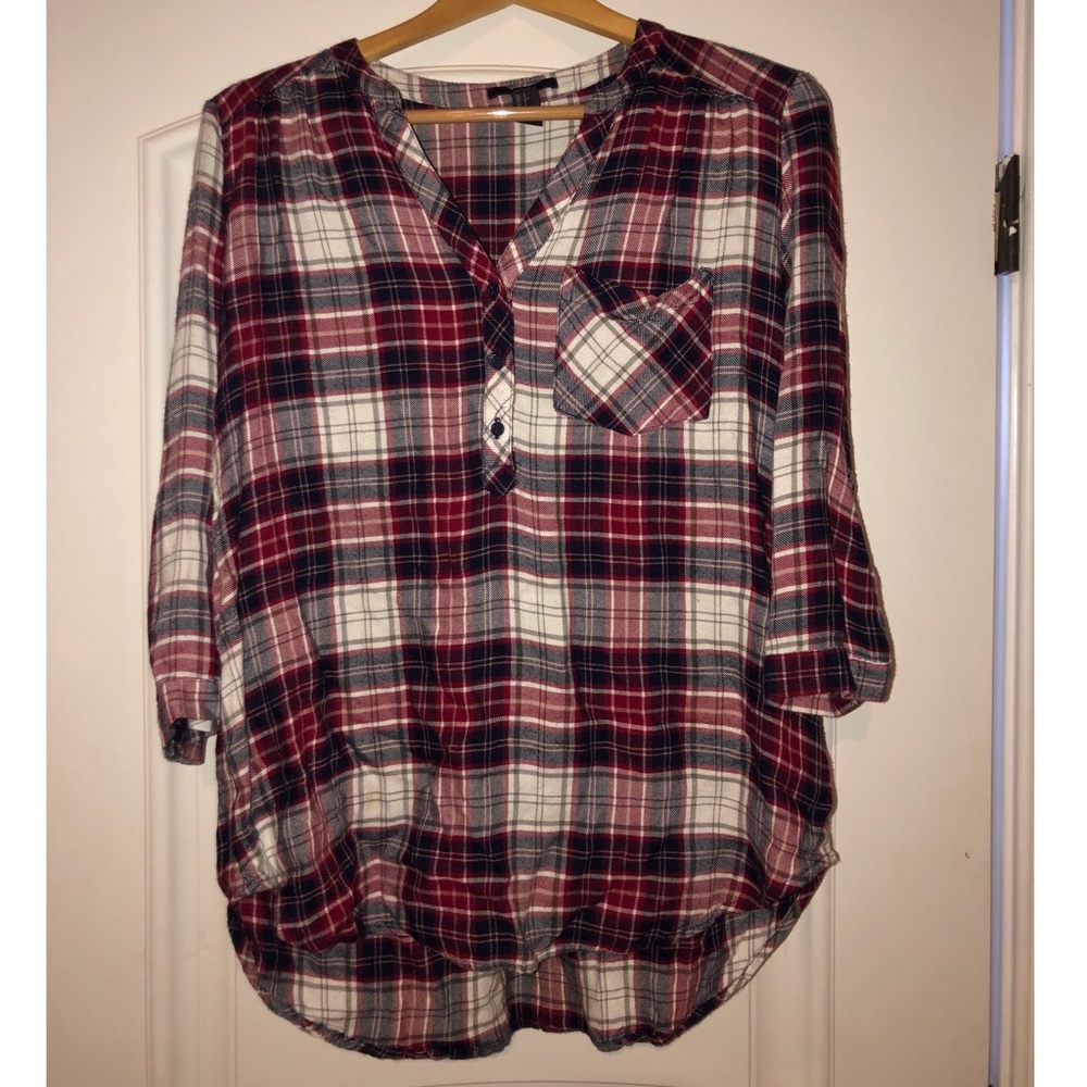 Red Flannel Quarter Button Down Shirt